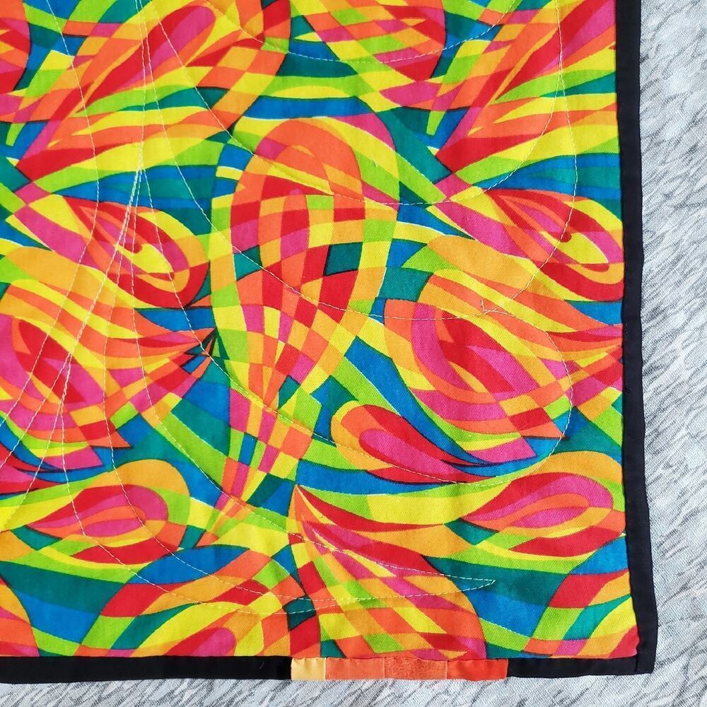 Colorful 53" x 54" Quilted Art Wall Hanging signed by Artist - Fiesta - Picture 9 of 12